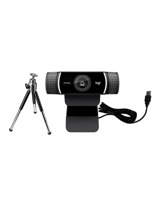 Webcam profesional Logitech HD C922 Pro, 1080 en color Negro