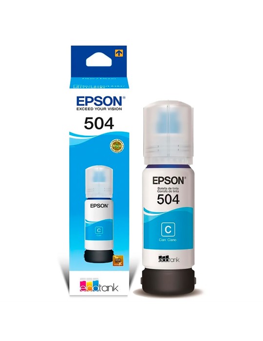 Tinta Epson T504 Cian (Azul) para impresora Ecotank