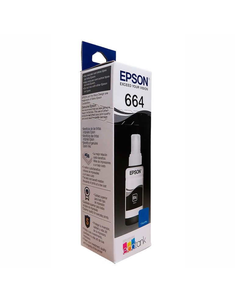 Tinta Epson T664 Negra para impresoras Ecotank
