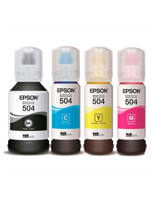Tinta Epson T504 X 4 colores Negro, Cian, magenta y Amarillo