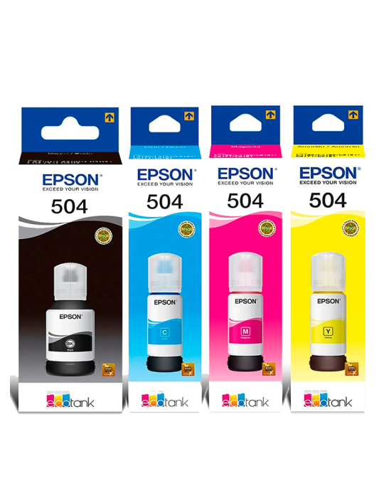 Tinta Epson T504 X 4 colores Negro, Cian, magenta y Amarillo