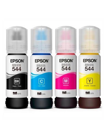 Tinta Epson T544 X 4 colores Negro, Cian, magenta y Amarillo
