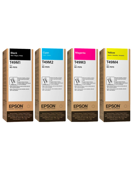 Tinta Epson T49M Gran Formato colores Negro, Cian, magenta y Amarillo